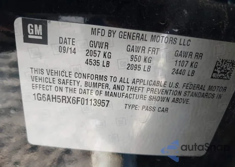 2015 Cadillac Ats Luxury from USA, damaged, VIN 1G6AH5RX6F0113957